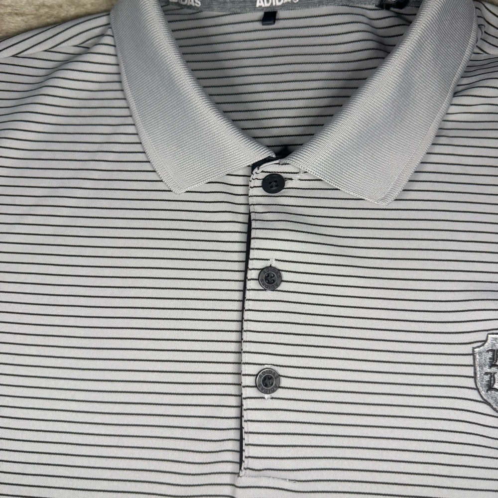 Adidas Loch Lloyd Golf Polo Gray Striped Country Club Men’s Large Kansas City - Picture 3 of 10